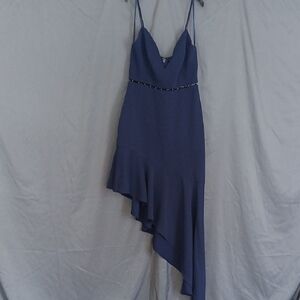 BCBGMaxAzria Asymmetrical Blue Dress with Spaghetti Straps